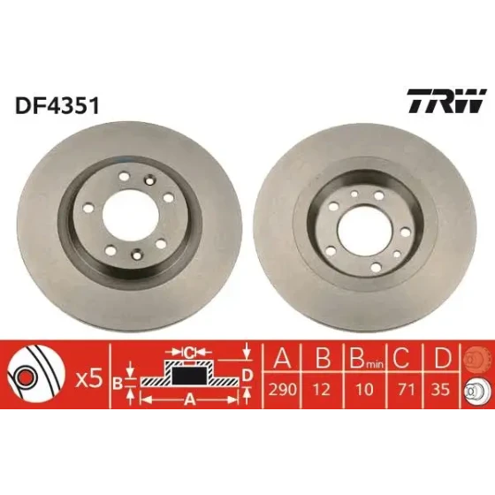 TRW Arka Fren Diski – DF4351 ürün görseli