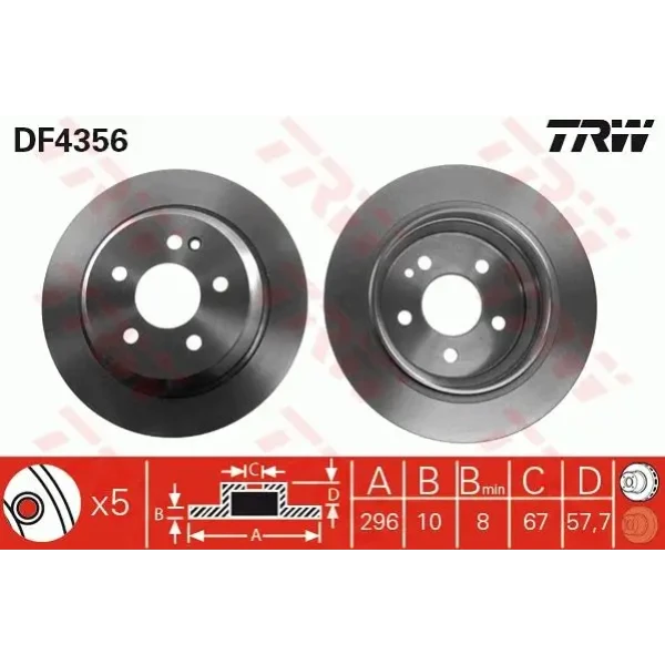 TRW Arka Fren Diski – DF4356 / OEM A6394230112