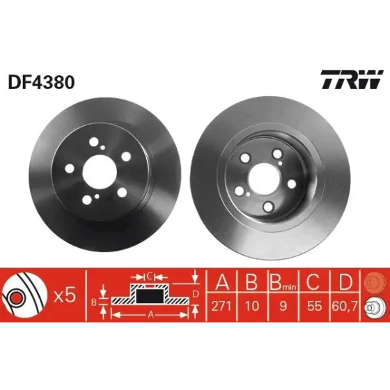TRW Arka Fren Diski – DF4380 / OEM 4243105040 ürün görseli