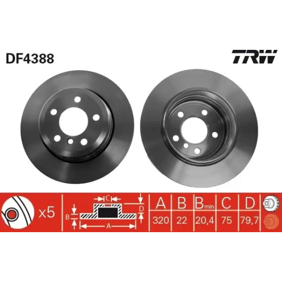 TRW Arka Fren Diski – DF4388 / OEM A3413332217 ürün görseli