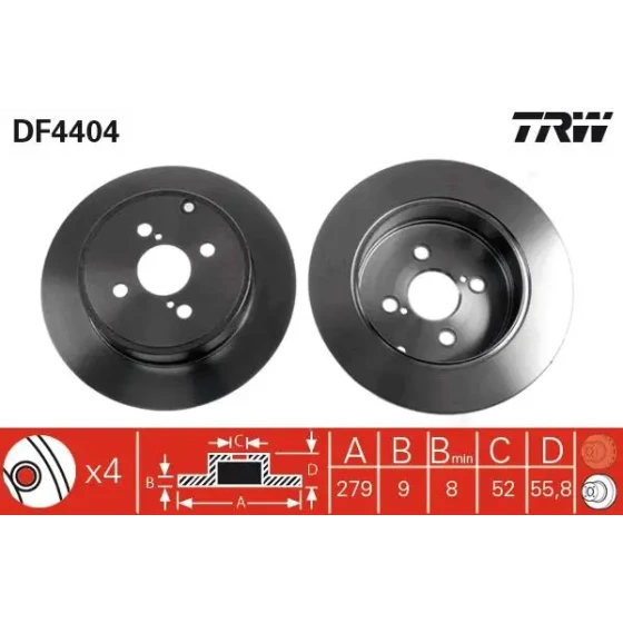 TRW Arka Fren Diski – DF4404 / OEM 4243102081 ürün görseli