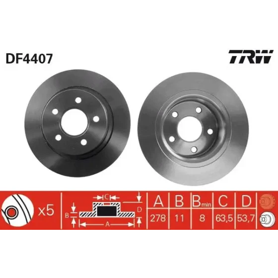 TRW Arka Fren Diski – DF4407 ürün görseli