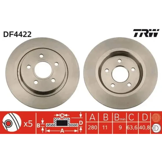 TRW Arka Fren Diski – DF4422 ürün görseli