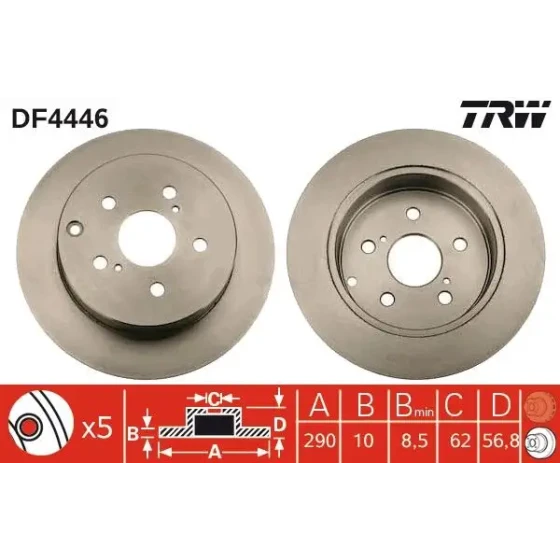 TRW Arka Fren Diski – DF4446 / OEM 424310F010 ürün görseli