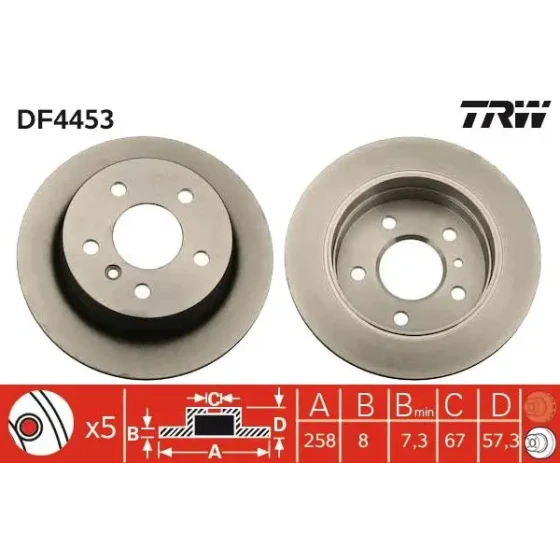 TRW Arka Fren Diski – DF4453 / OEM A1694230912 ürün görseli