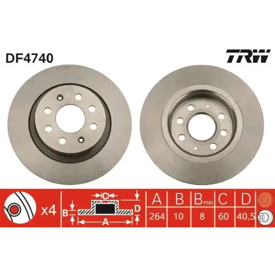 TRW Arka Fren Diski – DF4740 ürün görseli