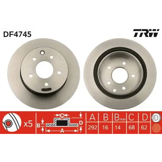 TRW Arka Fren Diski – DF4745 ürün görseli