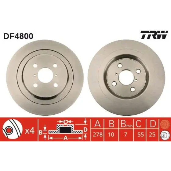 TRW Arka Fren Diski – DF4800 / OEM 424310D060000 ürün görseli