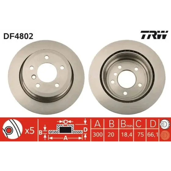 TRW Arka Fren Diski – DF4802 / OEM 34216855008 ürün görseli