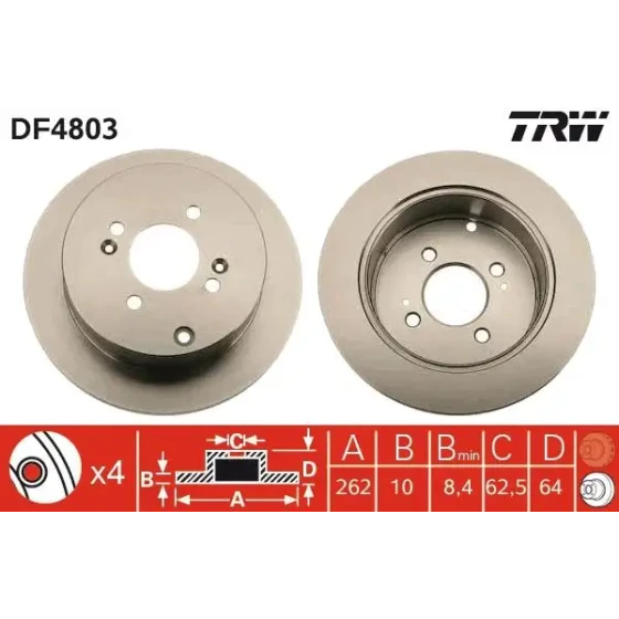 TRW Arka Fren Diski – DF4803 / OEM 584111G300 ürün görseli
