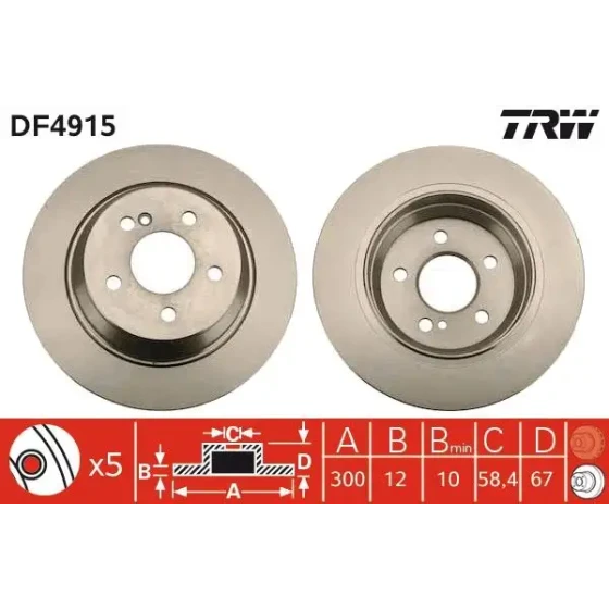 TRW Arka Fren Diski – DF4915 / OEM A2214231112 ürün görseli