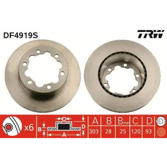 TRW Arka Fren Diski – DF4919S / OEM A9064230112 ürün görseli
