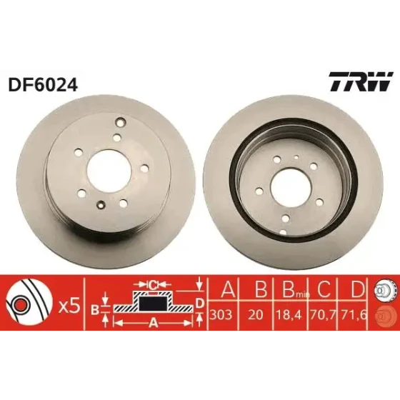 TRW Arka Fren Diski – DF6024 ürün görseli