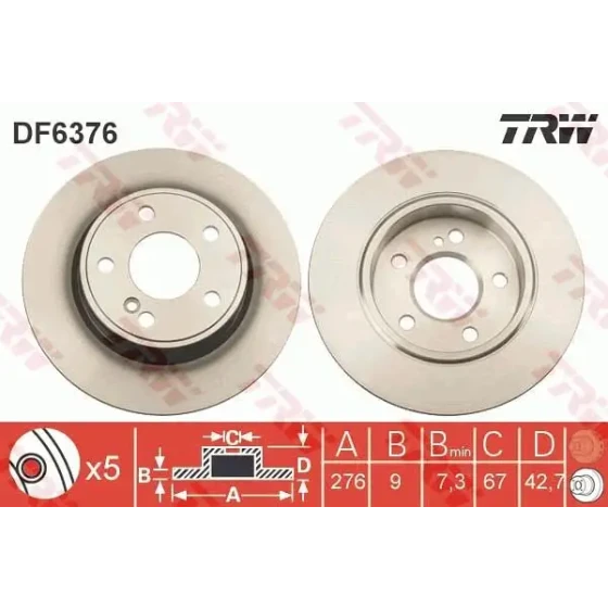 TRW Arka Fren Diski – DF6376 / OEM A2464230012 ürün görseli