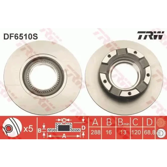 TRW Arka Fren Diski – DF6510S ürün görseli