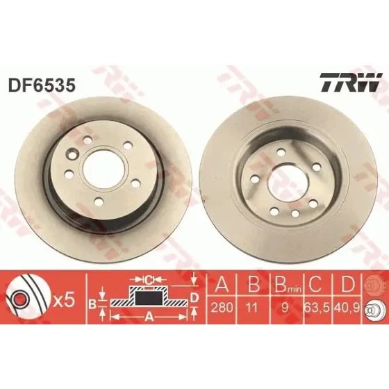 TRW Arka Fren Diski – DF6535 / OEM 31471039 ürün görseli
