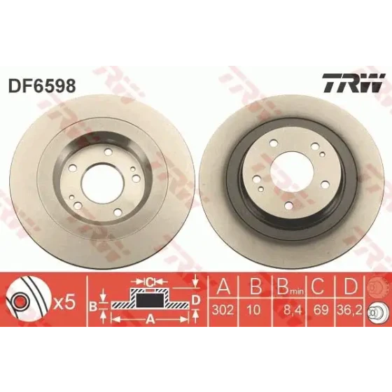 TRW Arka Fren Diski – DF6598 ürün görseli