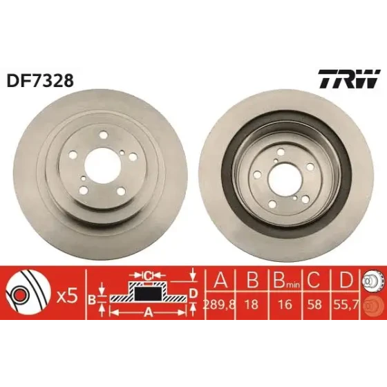 TRW Arka Fren Diski – DF7328 ürün görseli