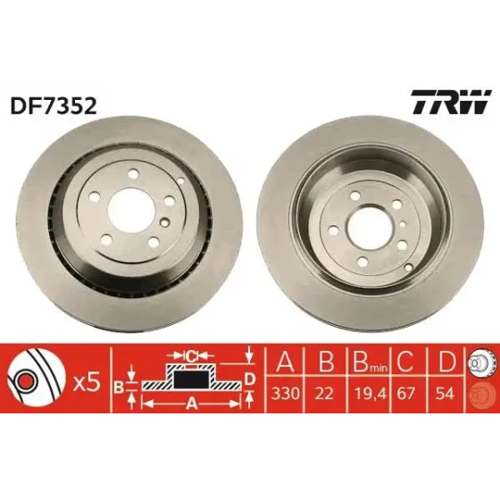 TRW Arka Fren Diski – DF7352 / OEM A1644231112 ürün görseli