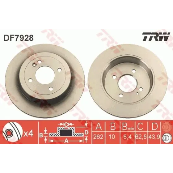 TRW Arka Fren Diski – DF7928 / OEM 58411C8000 ürün görseli