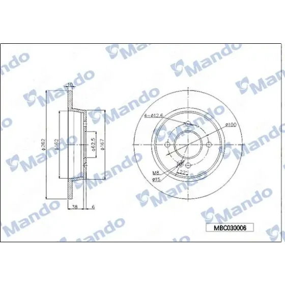 Mando Arka Fren Diski – MBC030006 / OEM 584110U300 ürün görseli