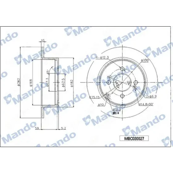 Mando Arka Fren Diski – MBC030027 / OEM 584111G300 ürün görseli