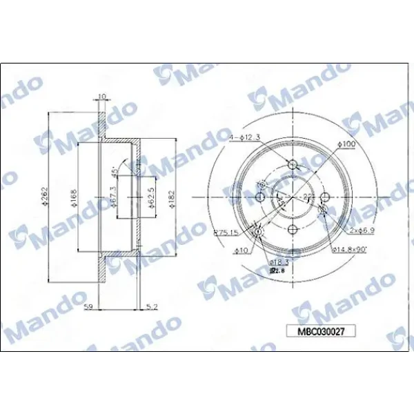Mando Arka Fren Diski – MBC030027 / OEM 584111G300