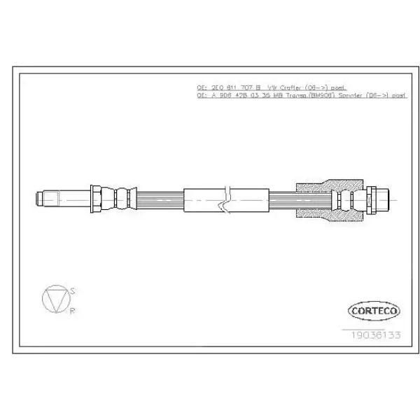 Corteco Arka Fren Hortumu – 19036133 / OEM A9064280335