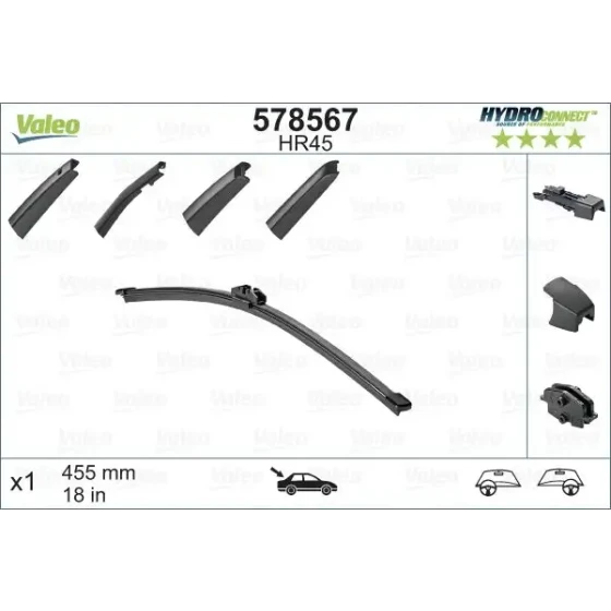 Valeo Arka Silecek Süpürgesi – 578567 / OEM 7E0955425A ürün görseli