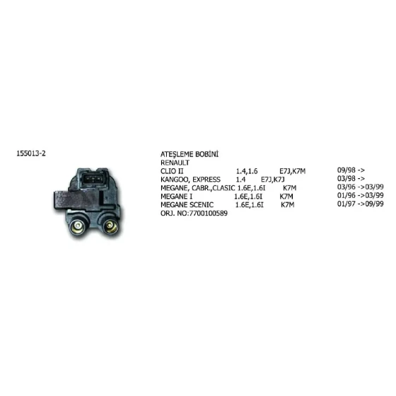 Ünüvar Bobin – 155013-2 / OEM 7700100589 ürün görseli