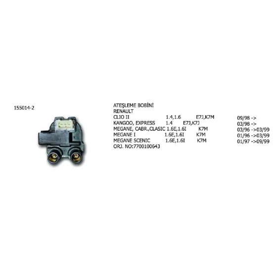 Ünüvar Bobin – 155014-2 / OEM 7700100643 ürün görseli
