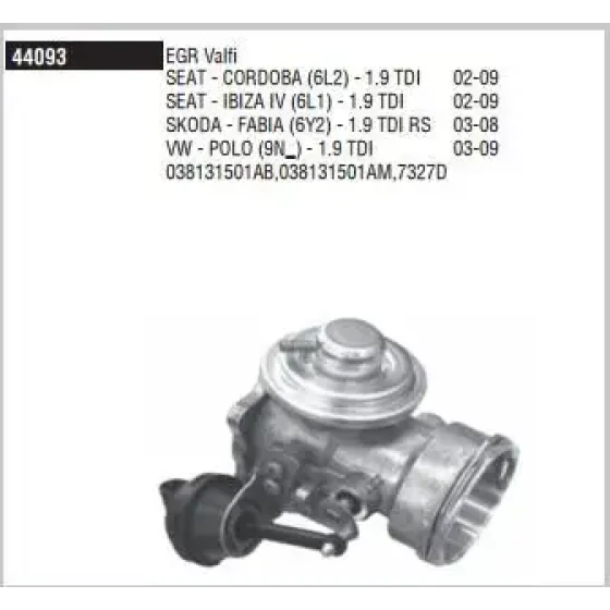 Doduco EGR Valfi – 44093 / OEM 038131501AM ürün görseli