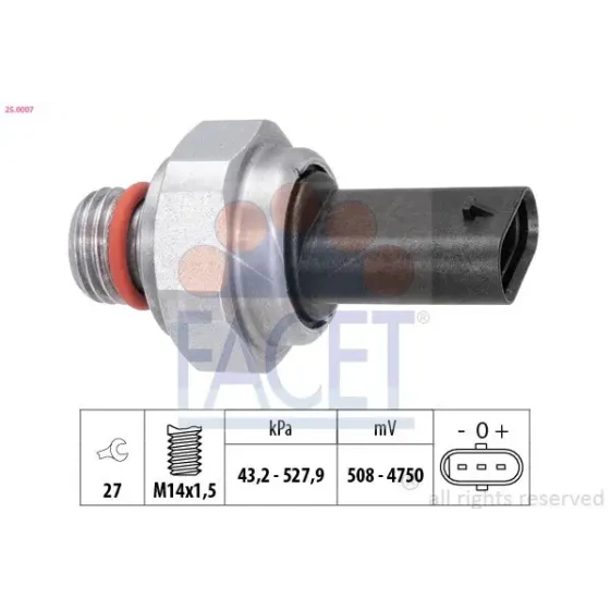 Facet Egzoz Basınç Sensörü – 25.0007 / OEM 31319419 ürün görseli