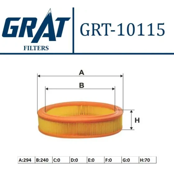 GRAT Hava Filtresi – 10115 / OEM 46536222 ürün görseli