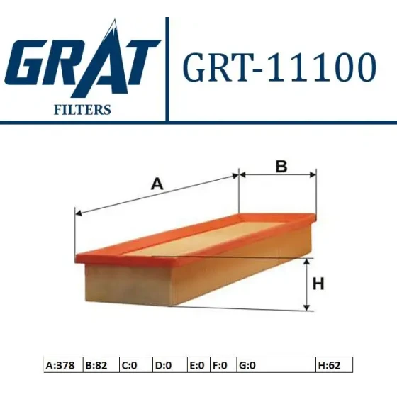 GRAT Hava Filtresi – 11100 / OEM 8200298074 ürün görseli