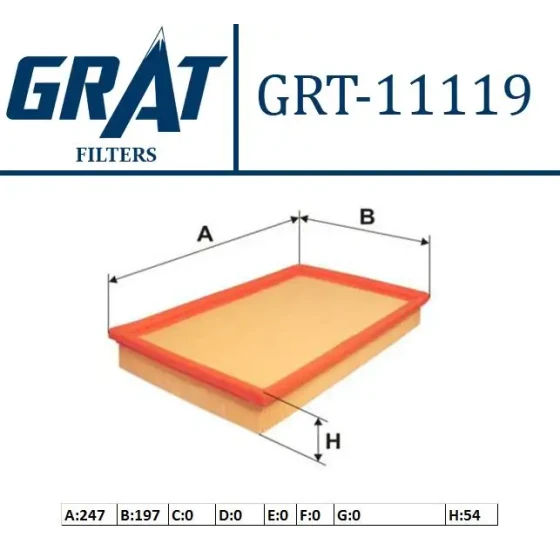 GRAT Hava Filtresi – 11119 / OEM 8200602361 ürün görseli