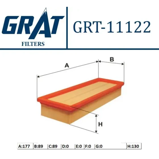 GRAT Hava Filtresi – 11122 / OEM 7701042841 ürün görseli