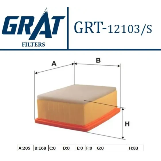 GRAT Hava Filtresi – 12103S / OEM 1444CA ürün görseli