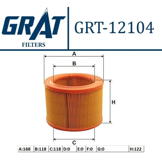 GRAT Hava Filtresi – 12104 / OEM 1444G0 ürün görseli