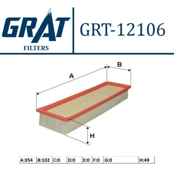 GRAT Hava Filtresi – 12106 / OEM 1444TL ürün görseli
