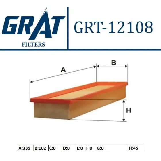 GRAT Hava Filtresi – 12108 / OEM 1444VJ ürün görseli