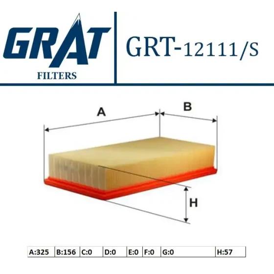 GRAT Hava Filtresi – 12111S / OEM 144408 ürün görseli
