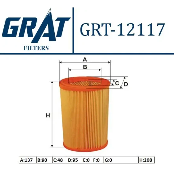 GRAT Hava Filtresi – 12117 / OEM 1444A5 ürün görseli
