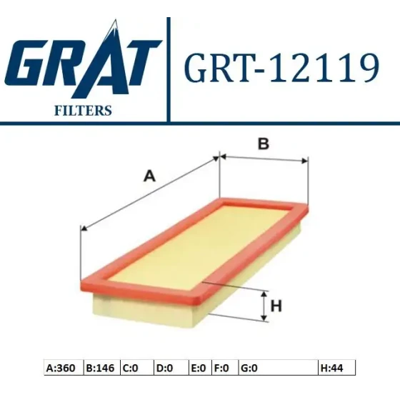 GRAT Hava Filtresi – 12119 / OEM 1444TT ürün görseli