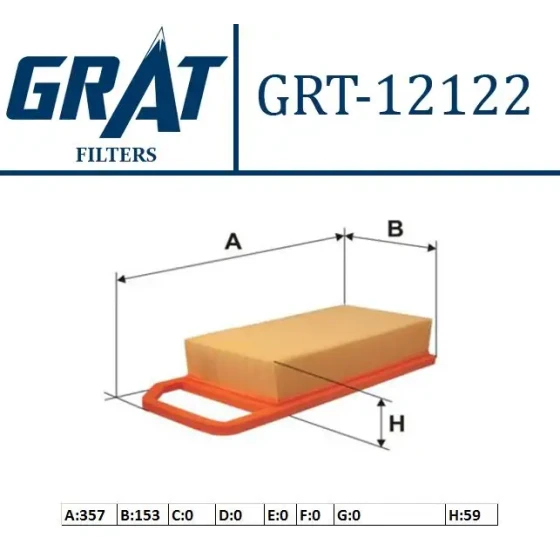 GRAT Hava Filtresi – 12122 / OEM 1444CV ürün görseli
