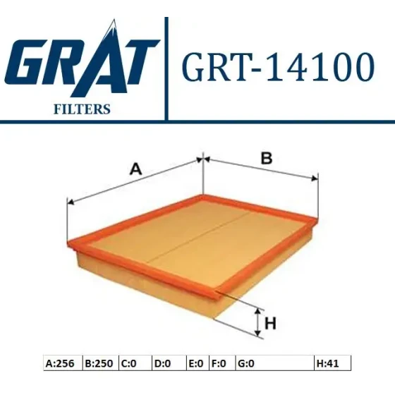 GRAT Hava Filtresi – 14100 / OEM 835622 ürün görseli