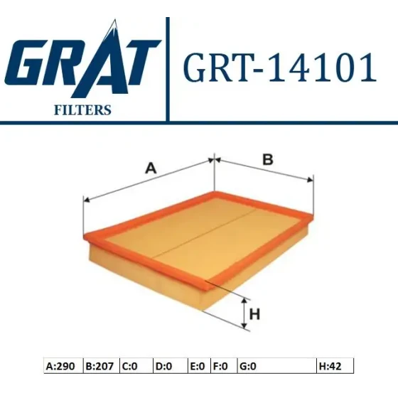 GRAT Hava Filtresi – 14101S / OEM 834159 ürün görseli