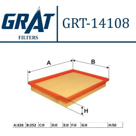 GRAT Hava Filtresi – 14108 / OEM 835630 ürün görseli