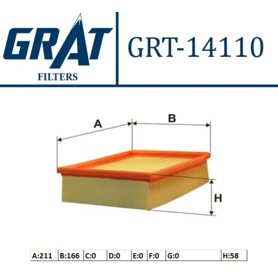 GRAT Hava Filtresi – 14110 / OEM 834585 ürün görseli
