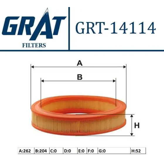 GRAT Hava Filtresi – 14114 / OEM 834801 ürün görseli